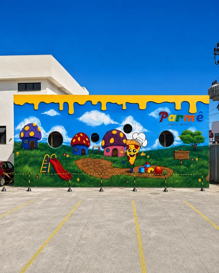 Espaço infantil Parmê com comunicação visual aplicada